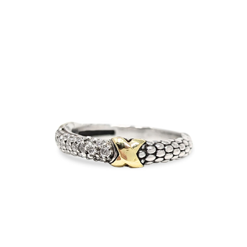 Lagos 18K Gold & Sterling Diamond Ring - Size 6