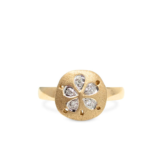 Denny Wong 14K Gold Diamond Sand Dollar Ring - Size 7.25