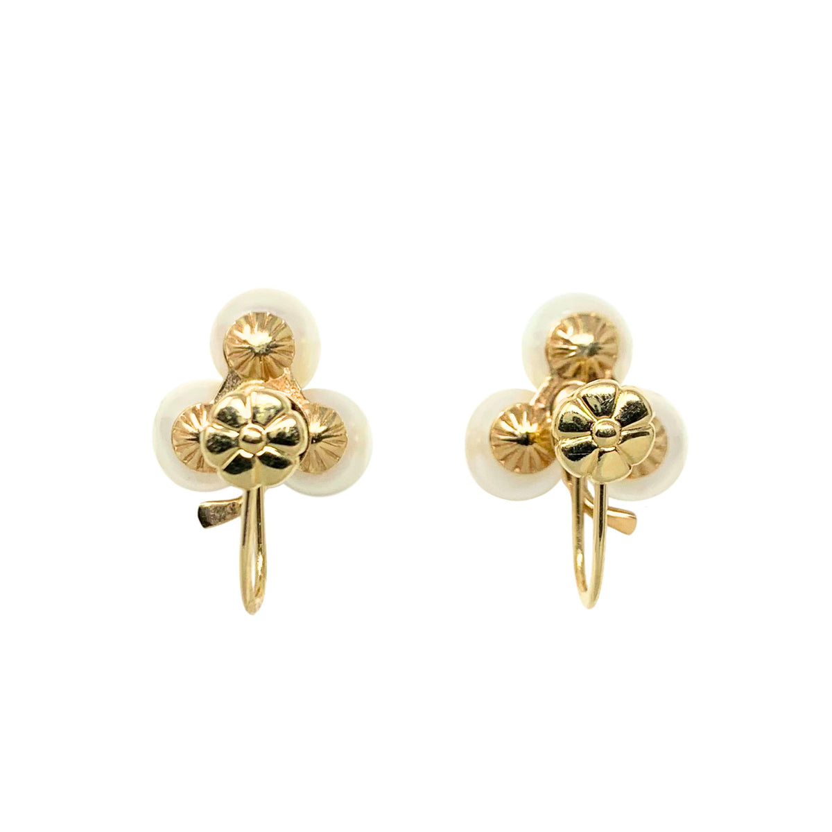 14K Gold Pearl Screw-Back Earrings