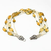 Peridot Pearl & Quartz Sterling Strand Necklace