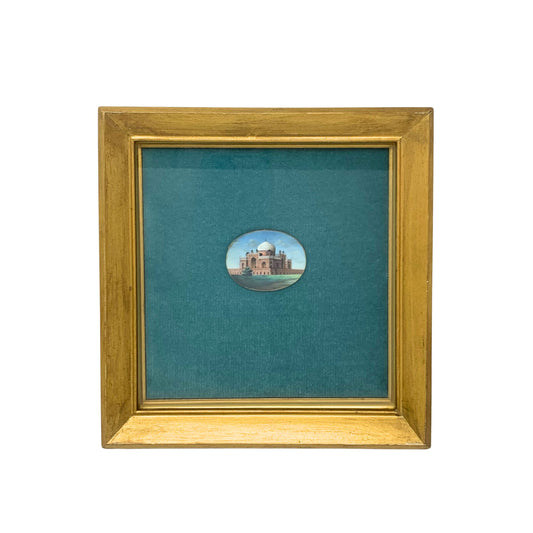 Antique Delhi, India Miniature Painting Mounted on Velvet of Humayun's Tomb