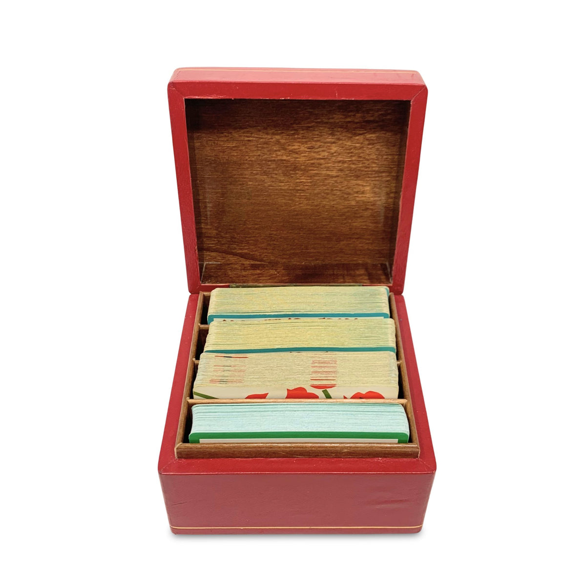 Italian Leather & Wood Playing Card Box