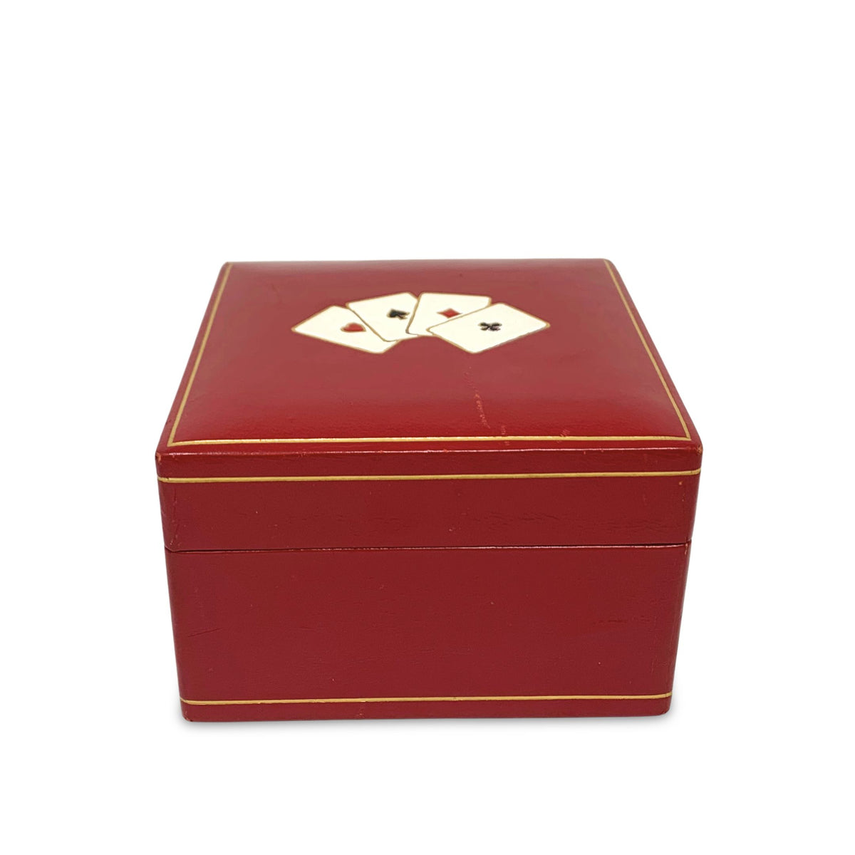 Italian Leather & Wood Playing Card Box