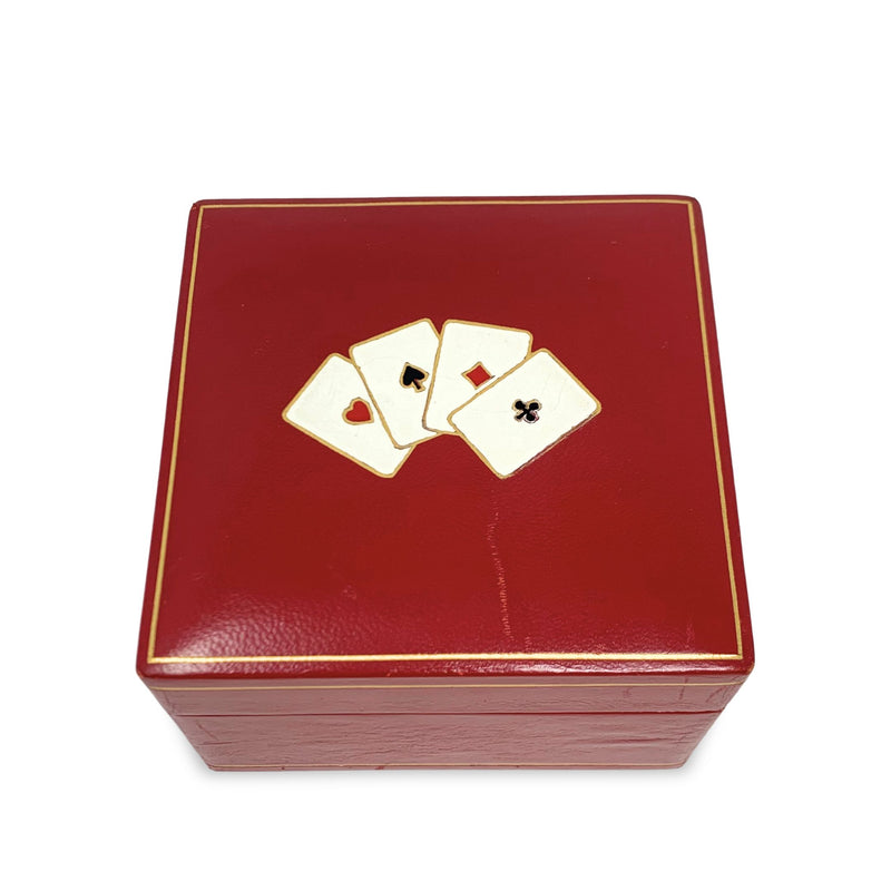 Italian Leather & Wood Playing Card Box