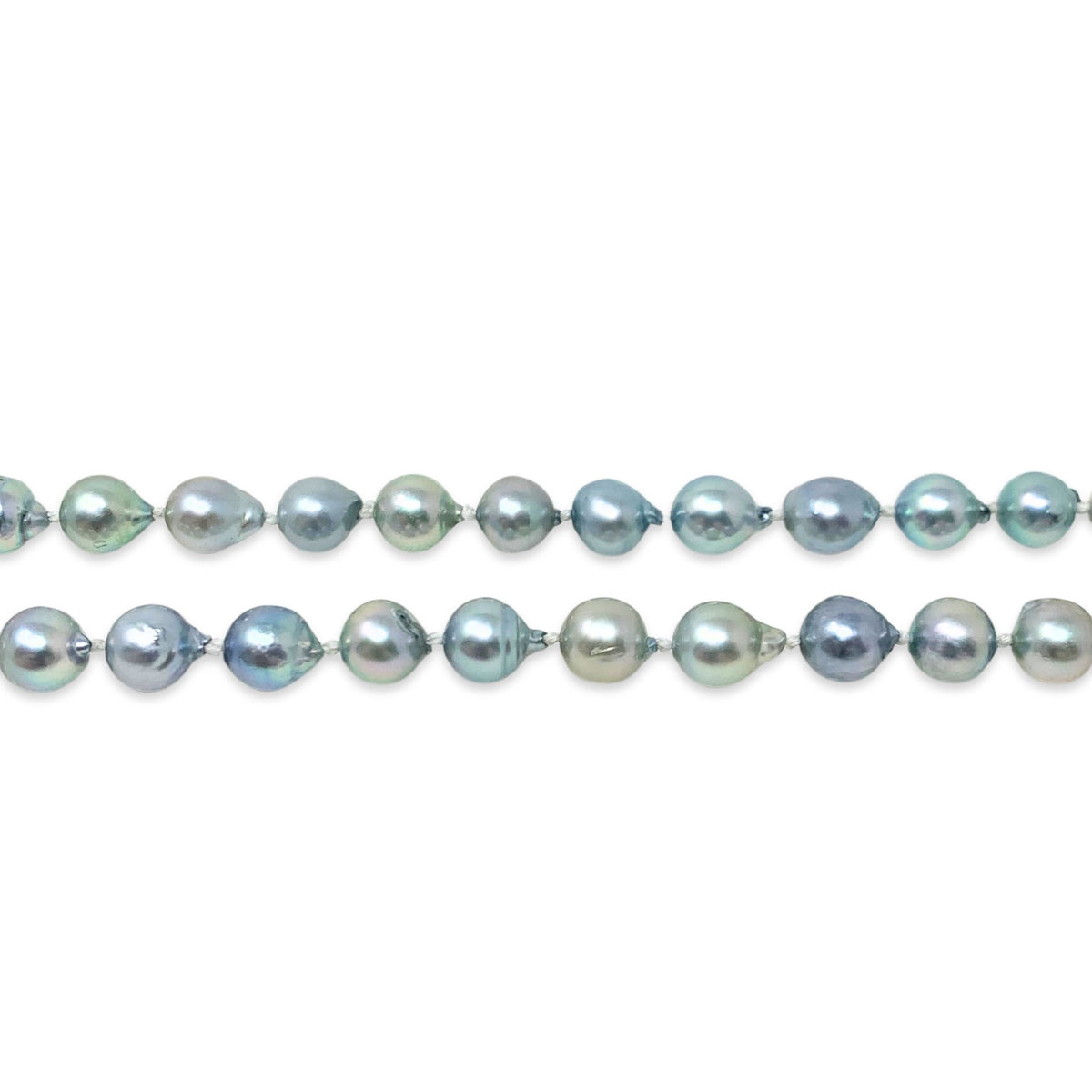 14K Gold Baroque Cultured Blue Pearl 31" Necklace & 7" Bracelet