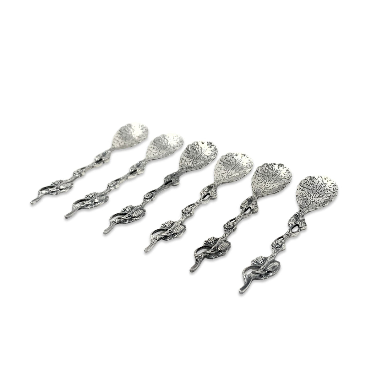 Art Nouveau Style Floral Demitasse Spoons (6)