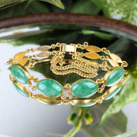 24K Gold & Jade 6.5" Bracelet