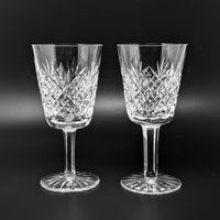 Waterford Crystal Cross-Hatch/ Fan Cut Pair of Water Goblets, WAT6