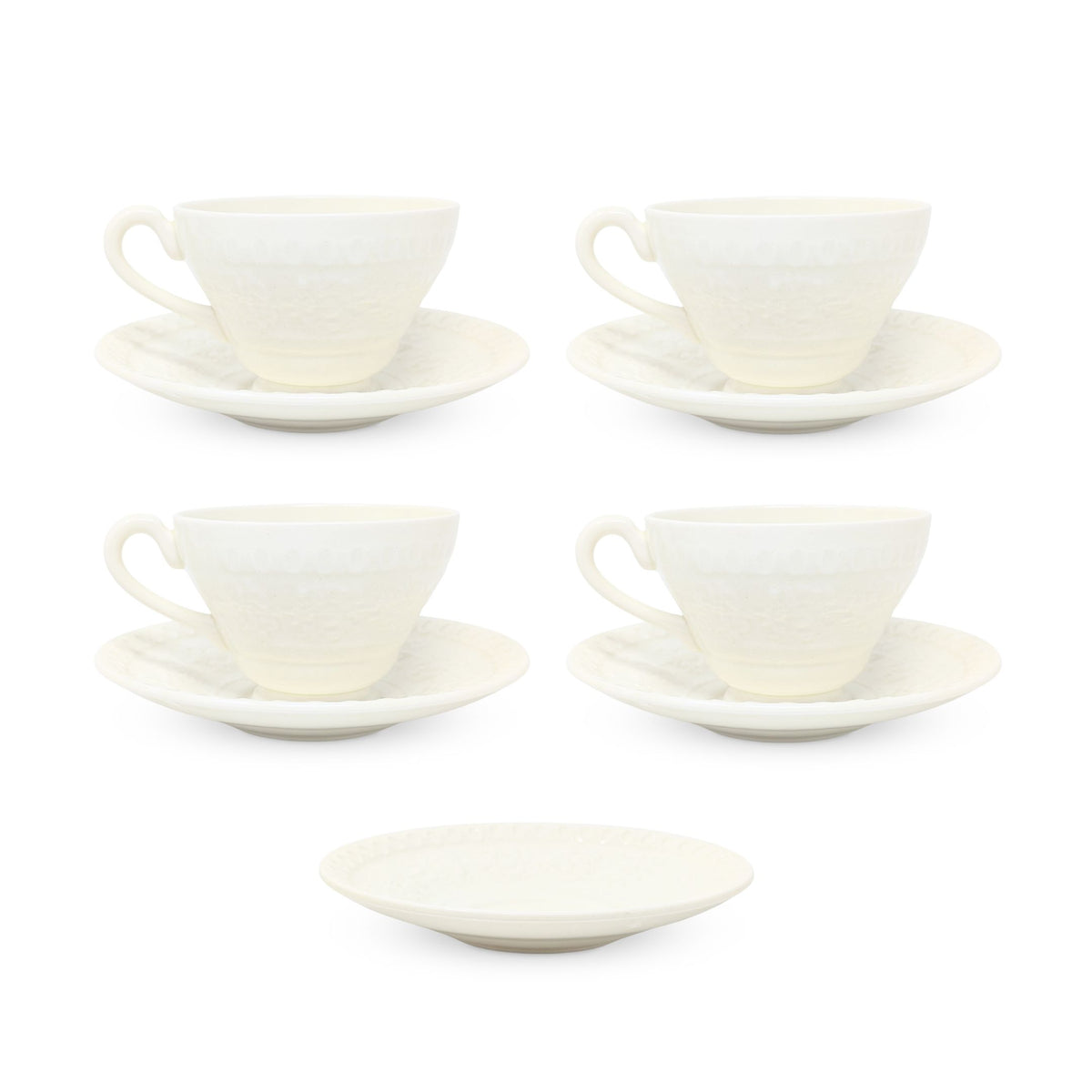 Wedgwood "Wellesley" 9pc Footed Cup & Saucer Set