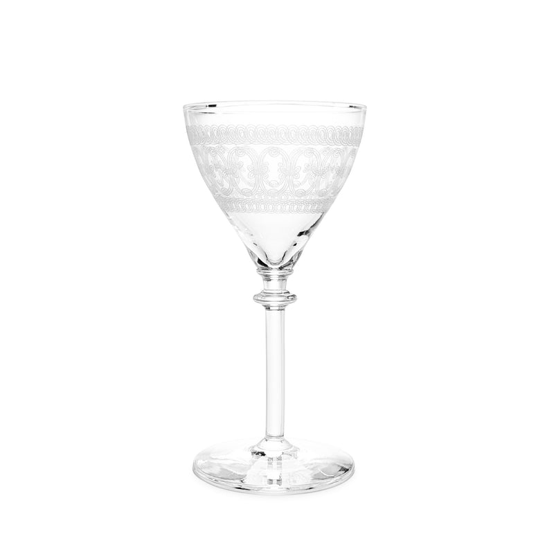 Vintage Needle-Etched Crystal Cocktail Glasses (4)