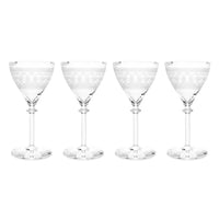 Vintage Needle-Etched Crystal Cocktail Glasses (4)