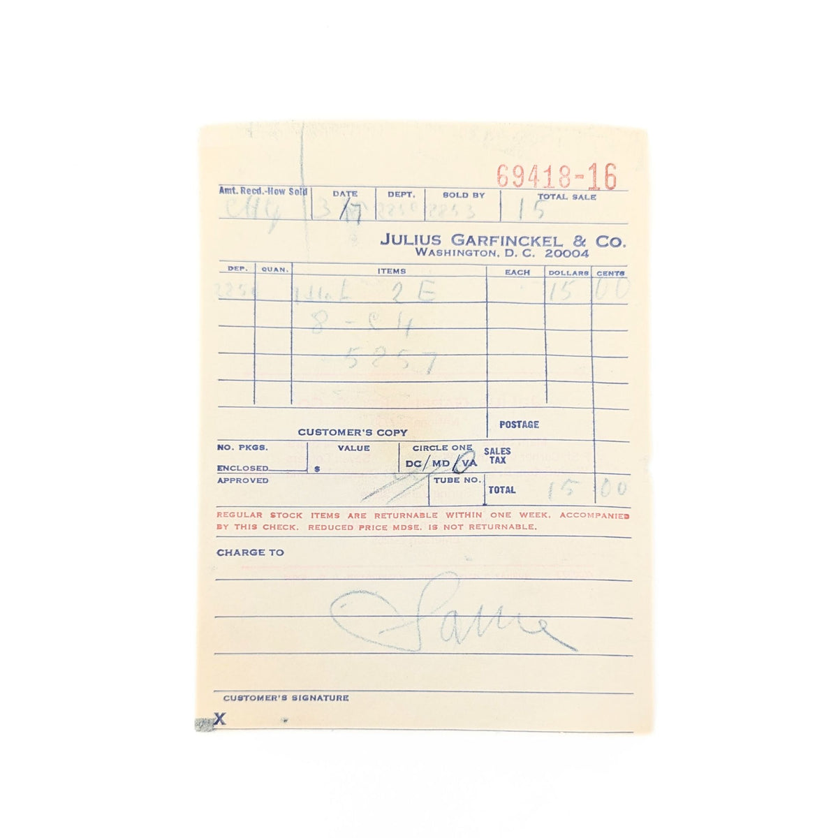 Julius Garfinkel & Co. Hat w/ Hat Box, circa 1960