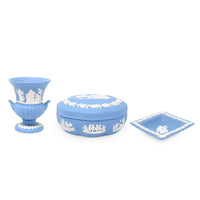 Wedgwood Pale Blue Jasperware 3pc Vanity Set