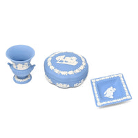 Wedgwood Pale Blue Jasperware 3pc Vanity Set