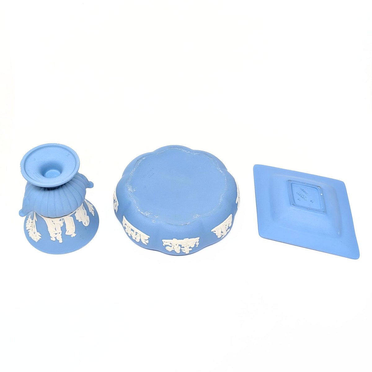 Wedgwood Pale Blue Jasperware 3pc Vanity Set