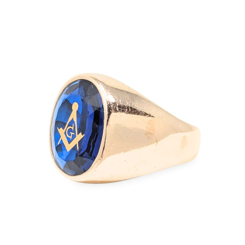 10K Gold Vintage Masonic Men's Ring - Size 8