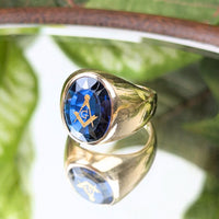 10K Gold Vintage Masonic Men's Ring - Size 8