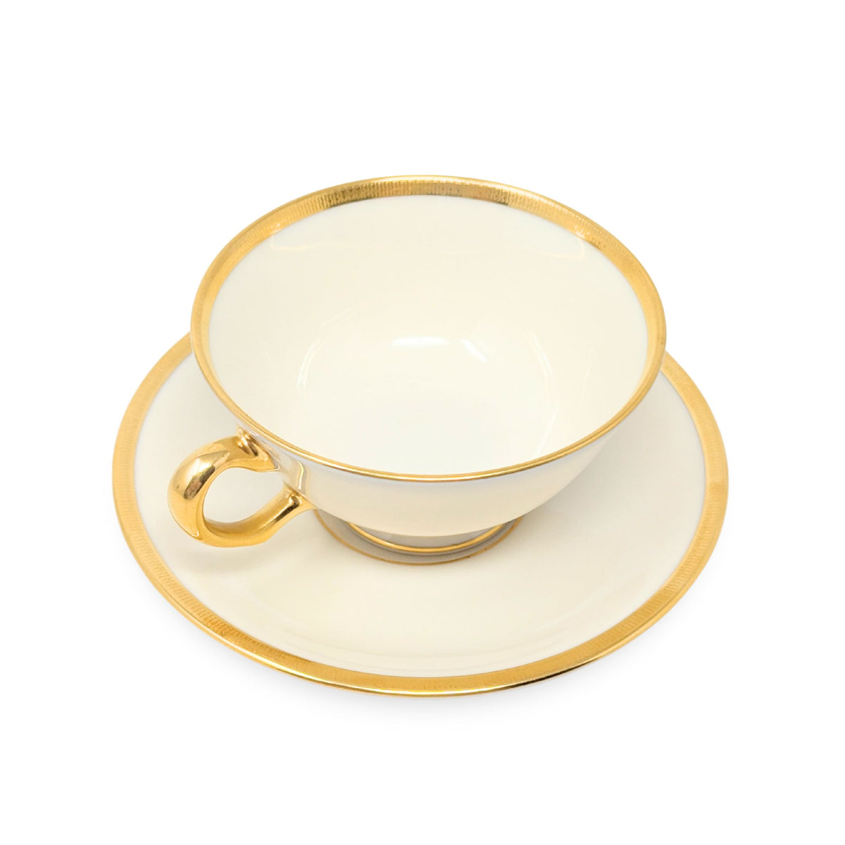 Lenox "Tuxedo" 20pc Footed Cup & Saucer Set (Gold Backstamp)