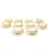 Lenox "Tuxedo" 20pc Footed Cup & Saucer Set (Gold Backstamp)