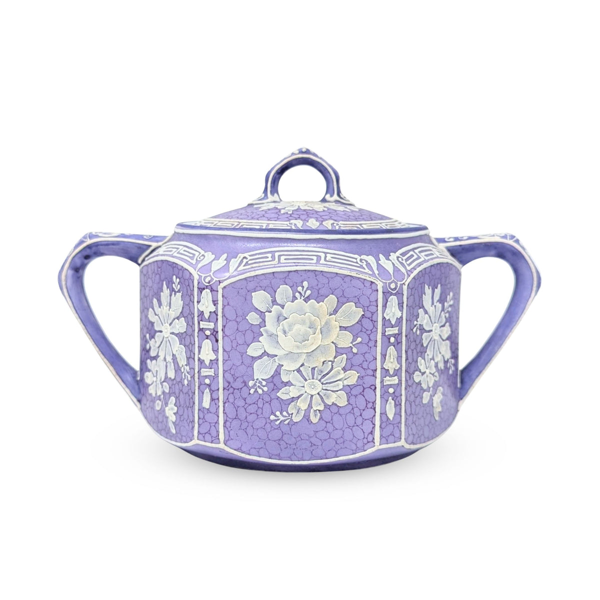 Nippon Lavender Moriage "Jasperware" Cream & Lidded Sugar
