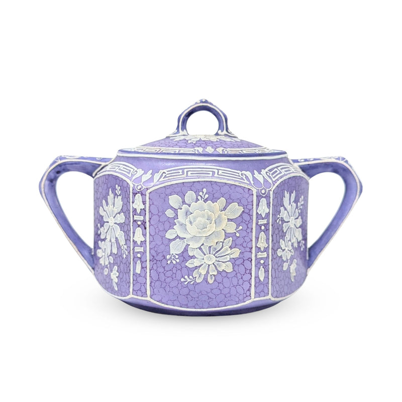 Nippon Lavender Moriage "Jasperware" Cream & Lidded Sugar