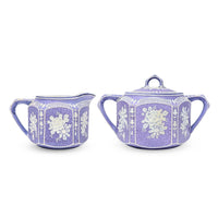 Nippon Lavender Moriage "Jasperware" Cream & Lidded Sugar
