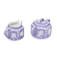 Nippon Lavender Moriage "Jasperware" Cream & Lidded Sugar