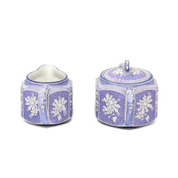 Nippon Lavender Moriage "Jasperware" Cream & Lidded Sugar