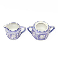 Nippon Lavender Moriage "Jasperware" Cream & Lidded Sugar
