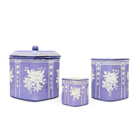 Nippon Lavender Moriage "Jasperware" 3pc Set