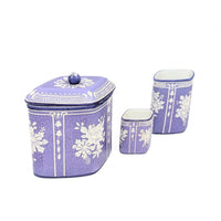 Nippon Lavender Moriage "Jasperware" 3pc Set
