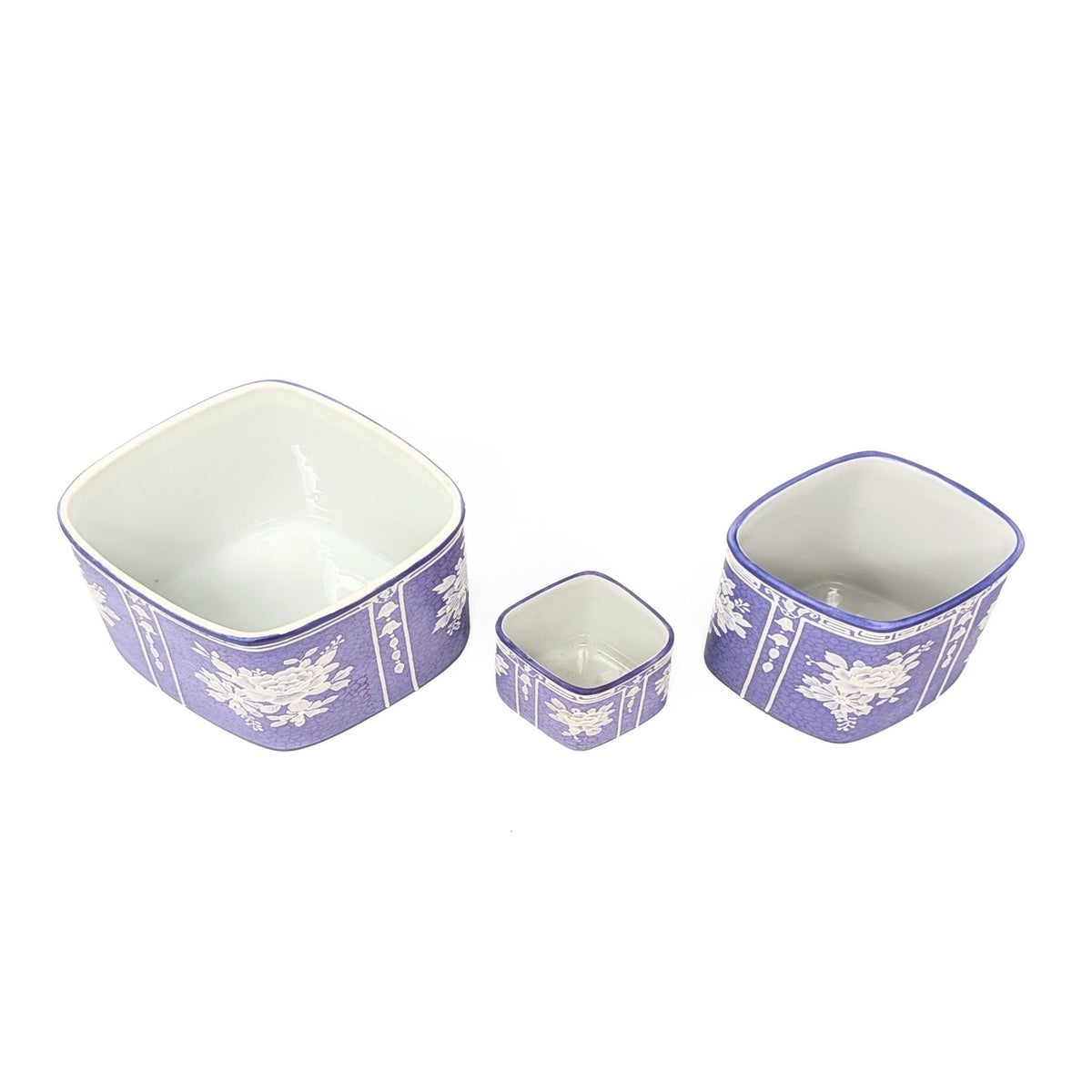 Nippon Lavender Moriage "Jasperware" 3pc Set