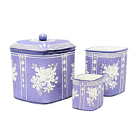 Nippon Lavender Moriage "Jasperware" 3pc Set