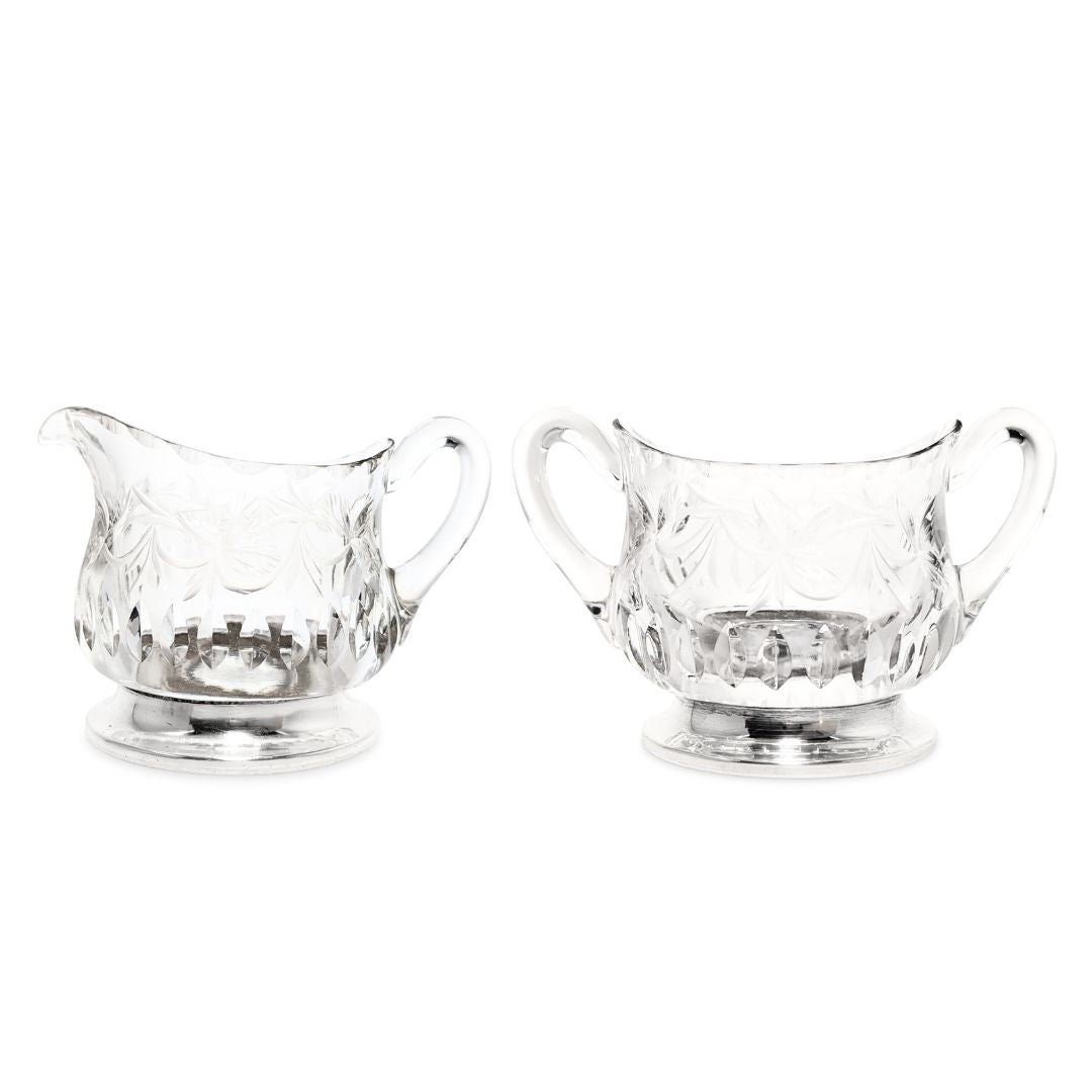 T. G. Hawkes Co. Sterling Footed Crystal Cream & Sugar