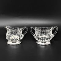 T. G. Hawkes Co. Sterling Footed Crystal Cream & Sugar