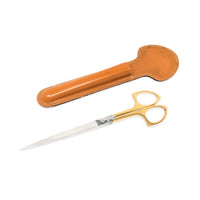 Vintage Crane Brand Italian Desk Top Scissors & German Leather Case