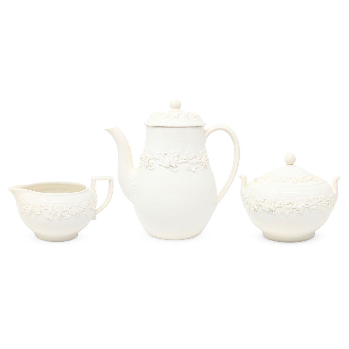 Wedgwood Queensware Cream on Cream Coffee Pot, Cream, & Sugar (3pcs)