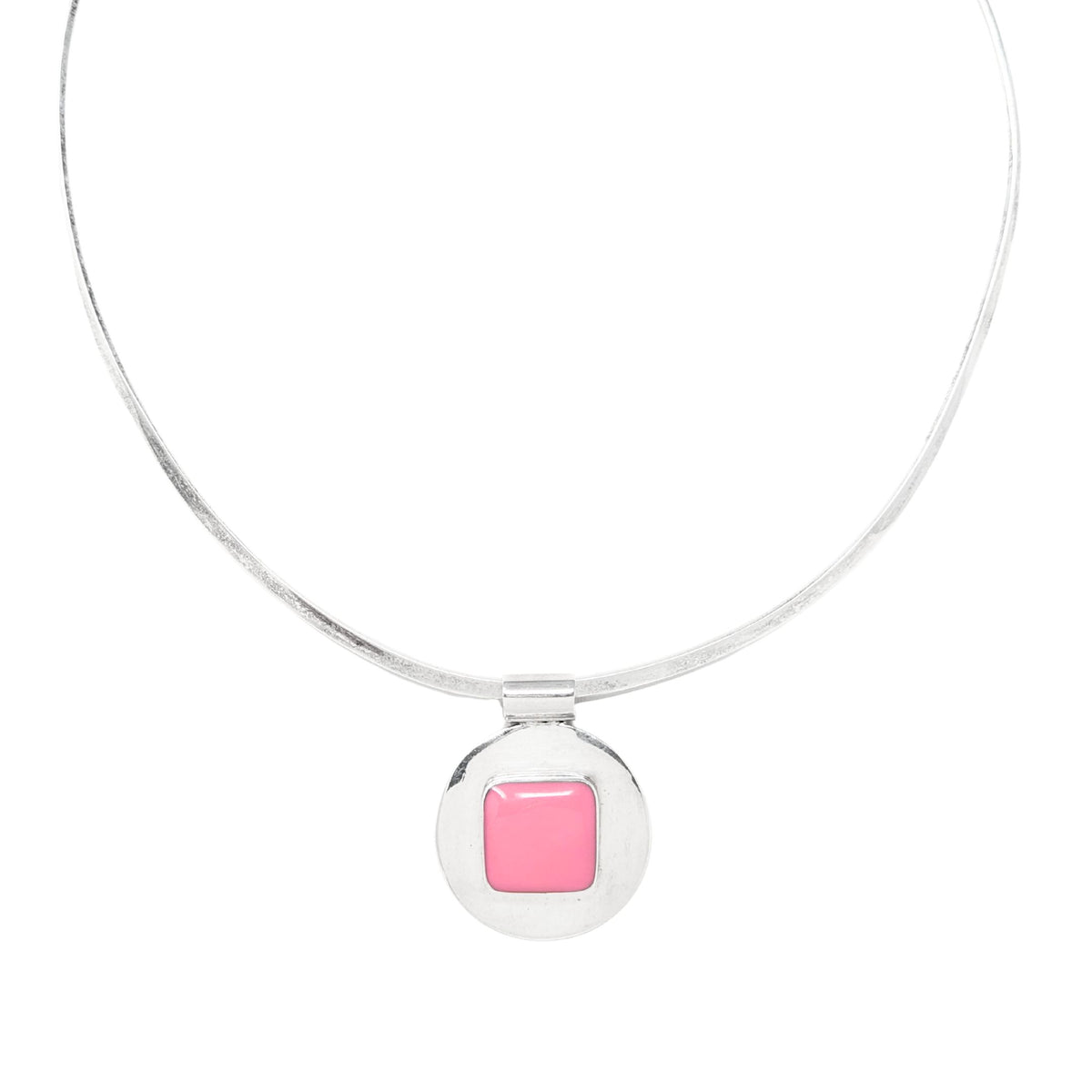 Sterling Silver Open Back Collar Necklace w/ Slide Pendant