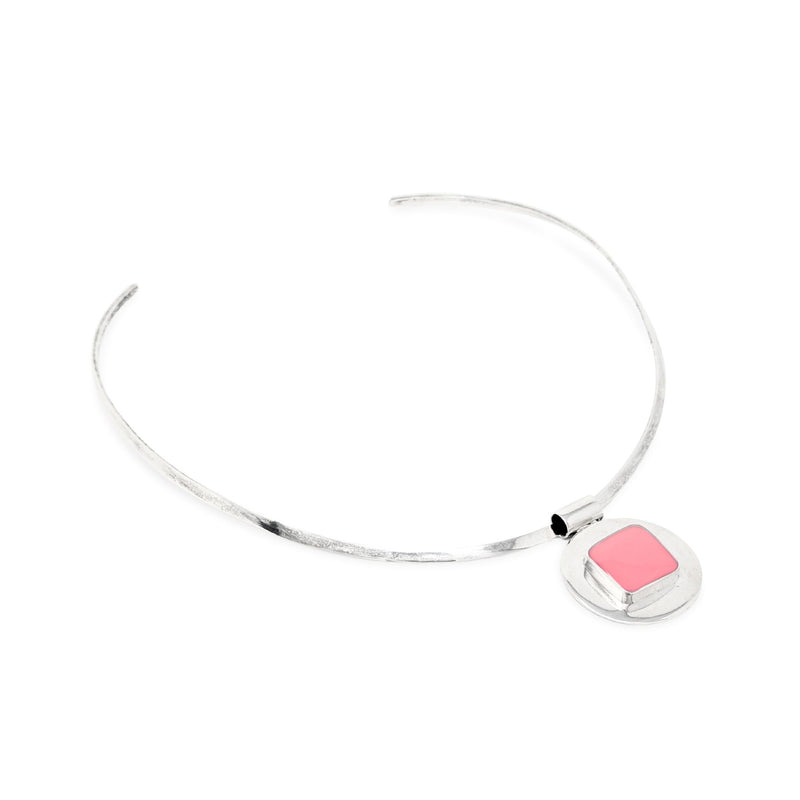 Sterling Silver Open Back Collar Necklace w/ Slide Pendant