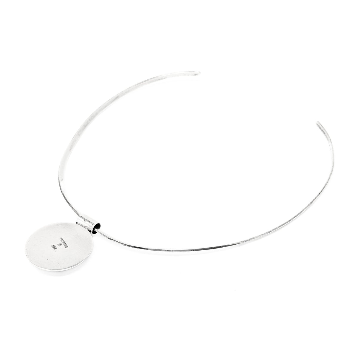Sterling Silver Open Back Collar Necklace w/ Slide Pendant