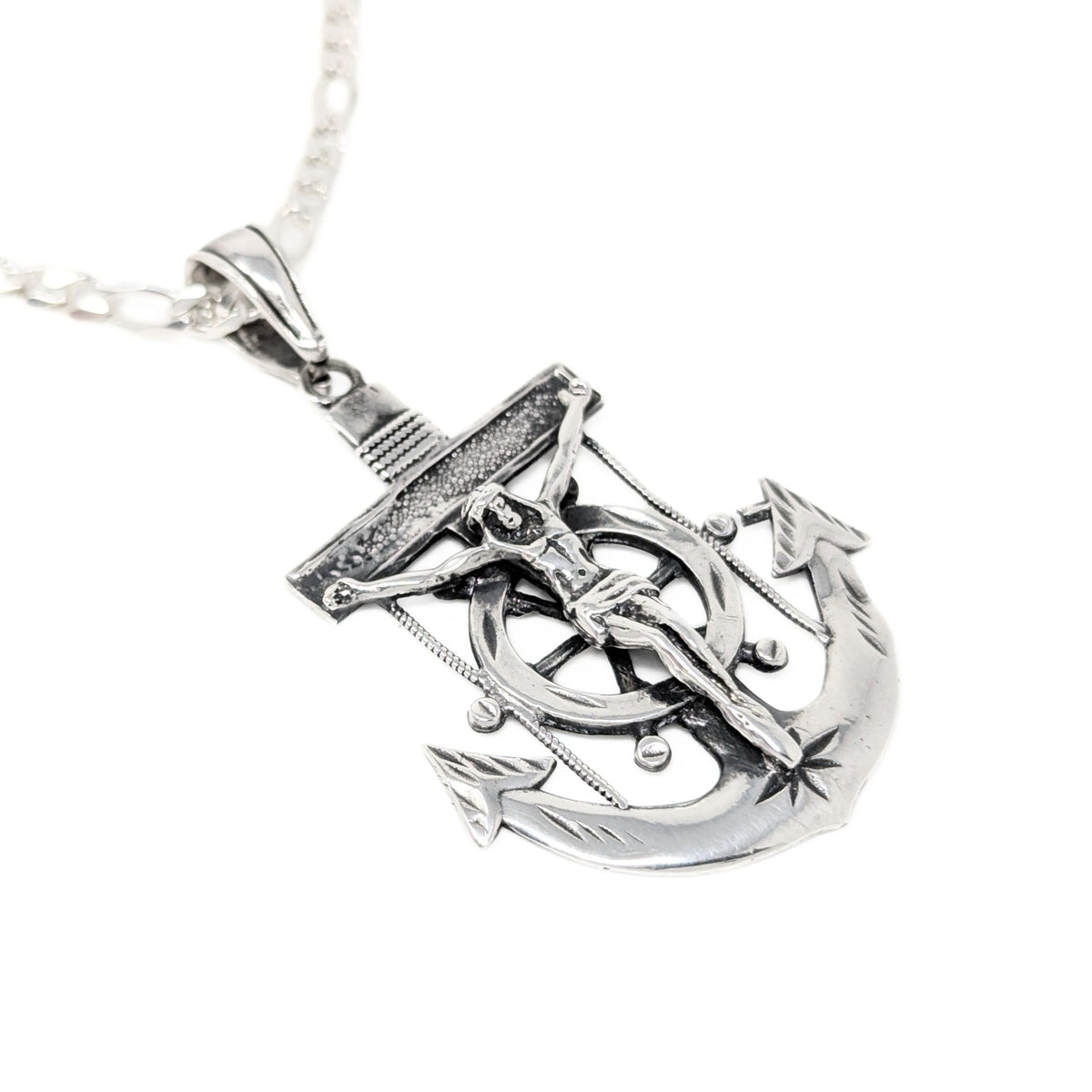 Sterling Silver 24" Mariners Crucifix Necklace