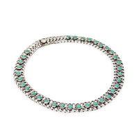 Vintage Sterling Silver & Green Turquoise Cabochon Choker Necklace
