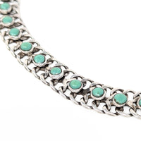 Vintage Sterling Silver & Green Turquoise Cabochon Choker Necklace