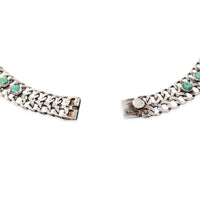 Vintage Sterling Silver & Green Turquoise Cabochon Choker Necklace