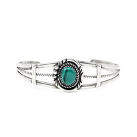 E. Yazzie Navajo Sterling Green Malachite Cuff Bracelet