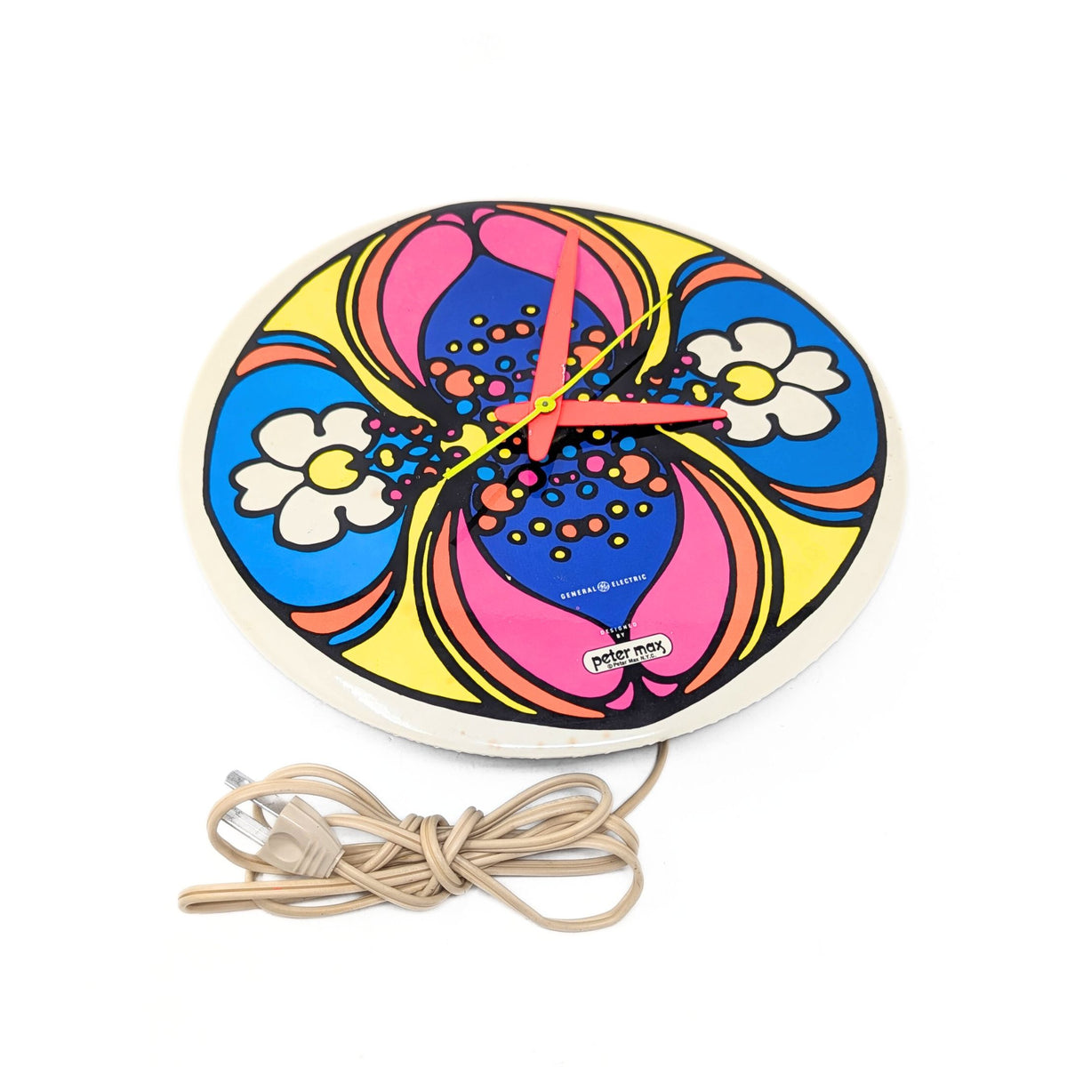 1960's Peter Max "Daisy Reflection" Psychedelic Wall Clock by General Electric