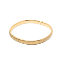 Russel 12KGF Brushed/Etched Hinged Bangle Bracelet, Monogrammed