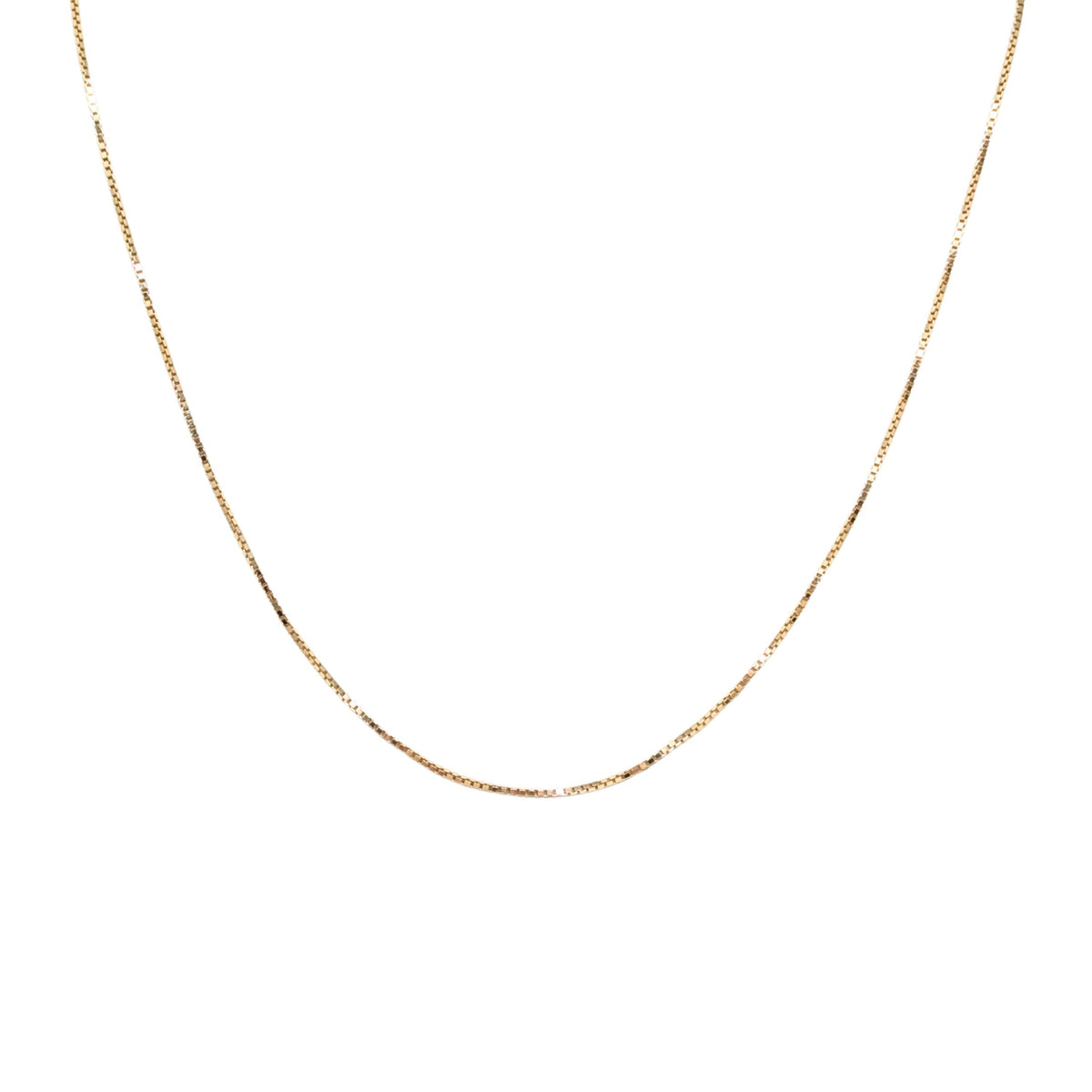 14K Gold 1.1mm 17” Box Chain Necklace