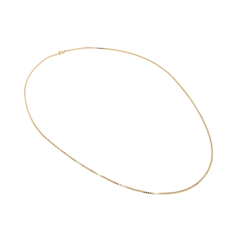 14K Gold 1.1mm 17” Box Chain Necklace