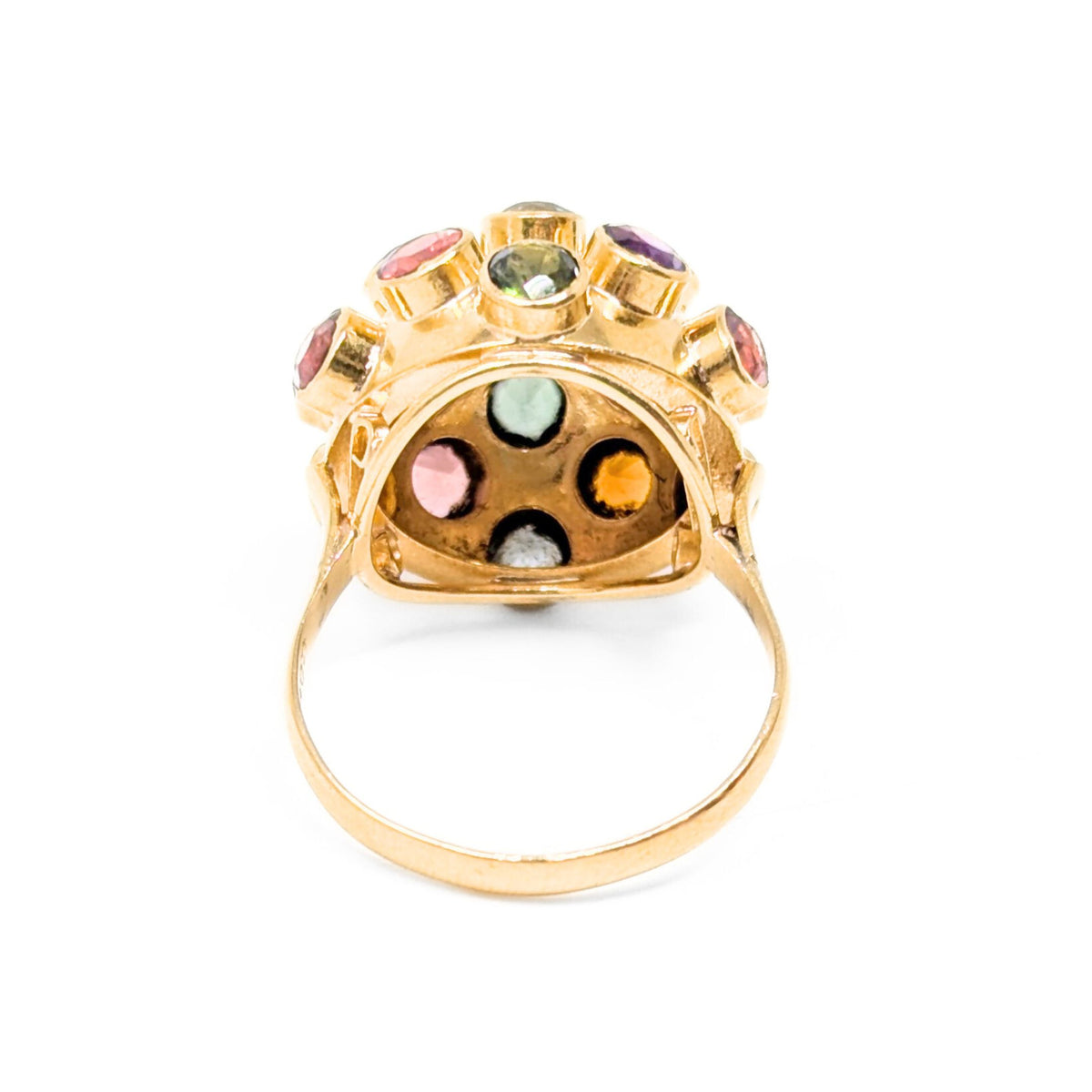 18K Gold Sputnik Kaleidoscope Gemstone Ring - Size 7